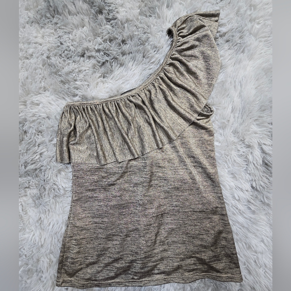 Wet Seal One-Shoulder Gold Shimmery Tank Top Y2K Vintage
